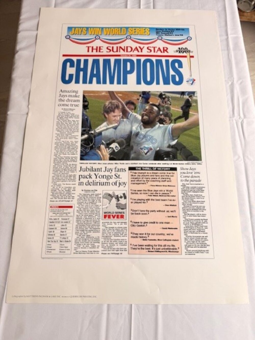 ⚾ RARE Vintage 1992 Toronto Blue Jays World Series – Sunday Star "CHAMPIONS"